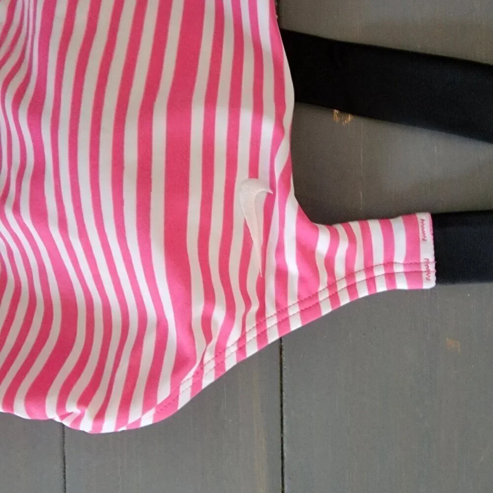 NWT Nike Women's Pinksicle Stripe V-Back 2 Piece Tankini Swimsuit Size Medium